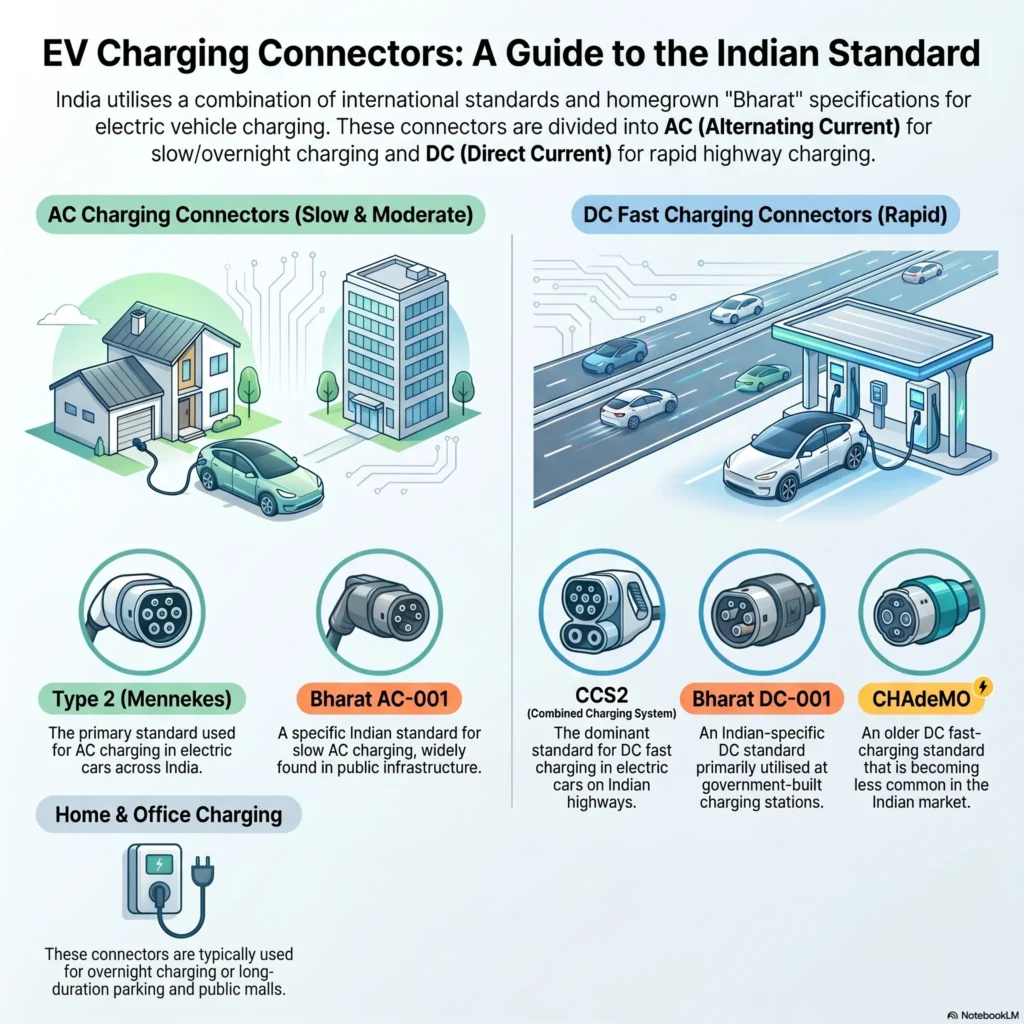Types of EV charging connectors