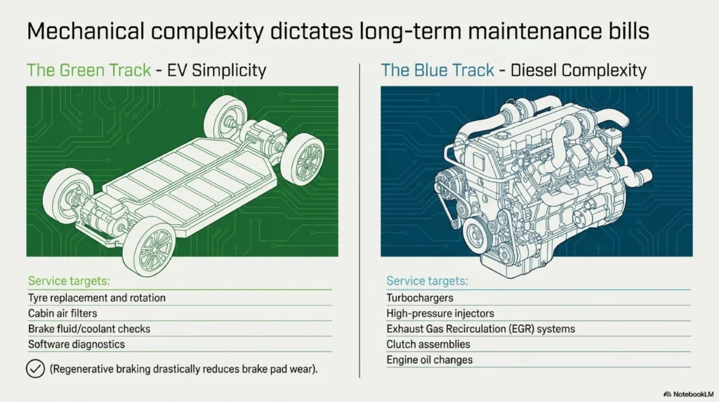 Ev vs diesel maintenance comaparison