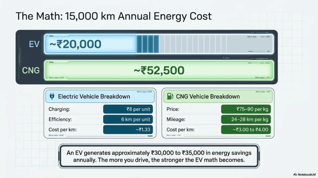 EV vs CNG Annual cost